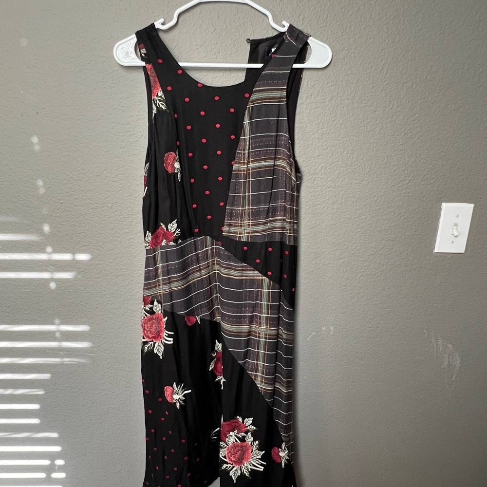 Anthropologie MAEVE Black and Pink Asymmetrical patchwork dress unique dress